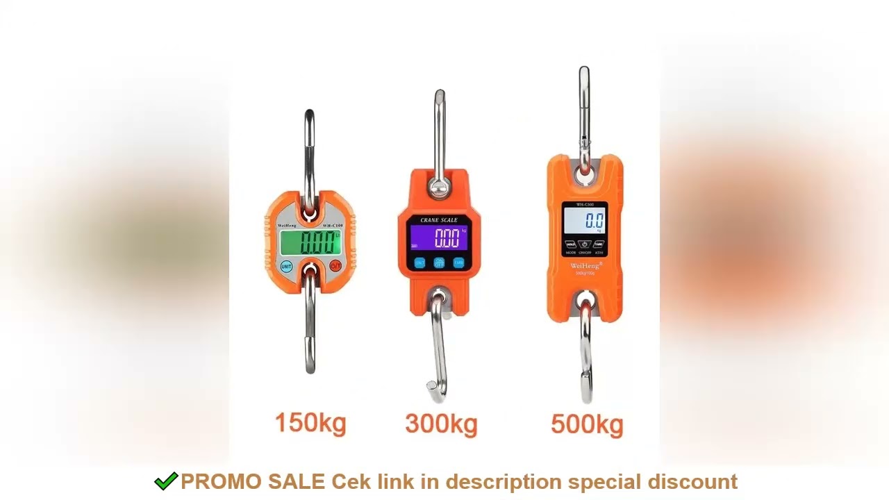 Crane Scale 150/300/500kg Heavy Duty Hanging Weighting Hook Steelyard Portable LCD Electronic Digita