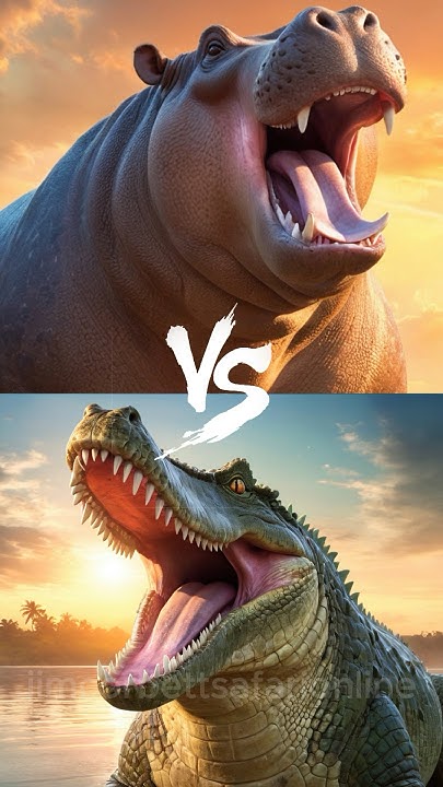 Hippo🦛 vs Crocodile🐊 who will win? #animals #crocodile #hippo #