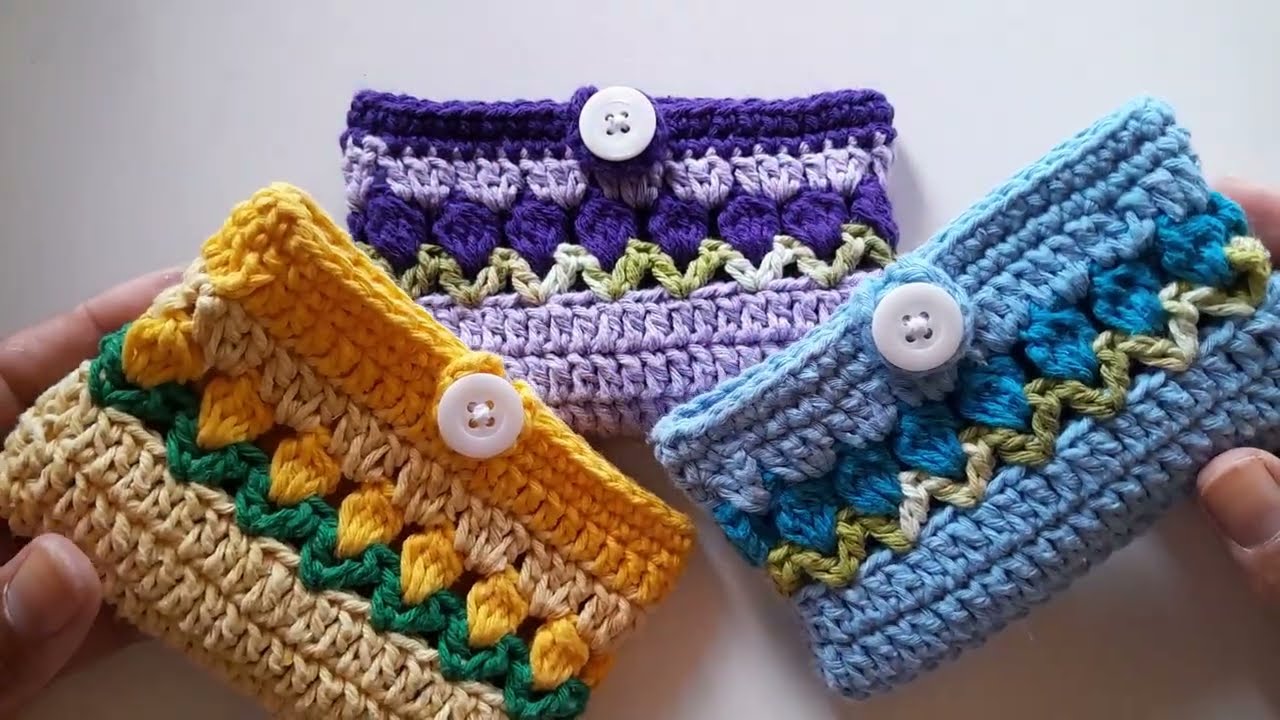 PORTA CARTÃO EM CROCHÊ 🌷 | PASSO A PASSO - Val Crochê Com Barbante