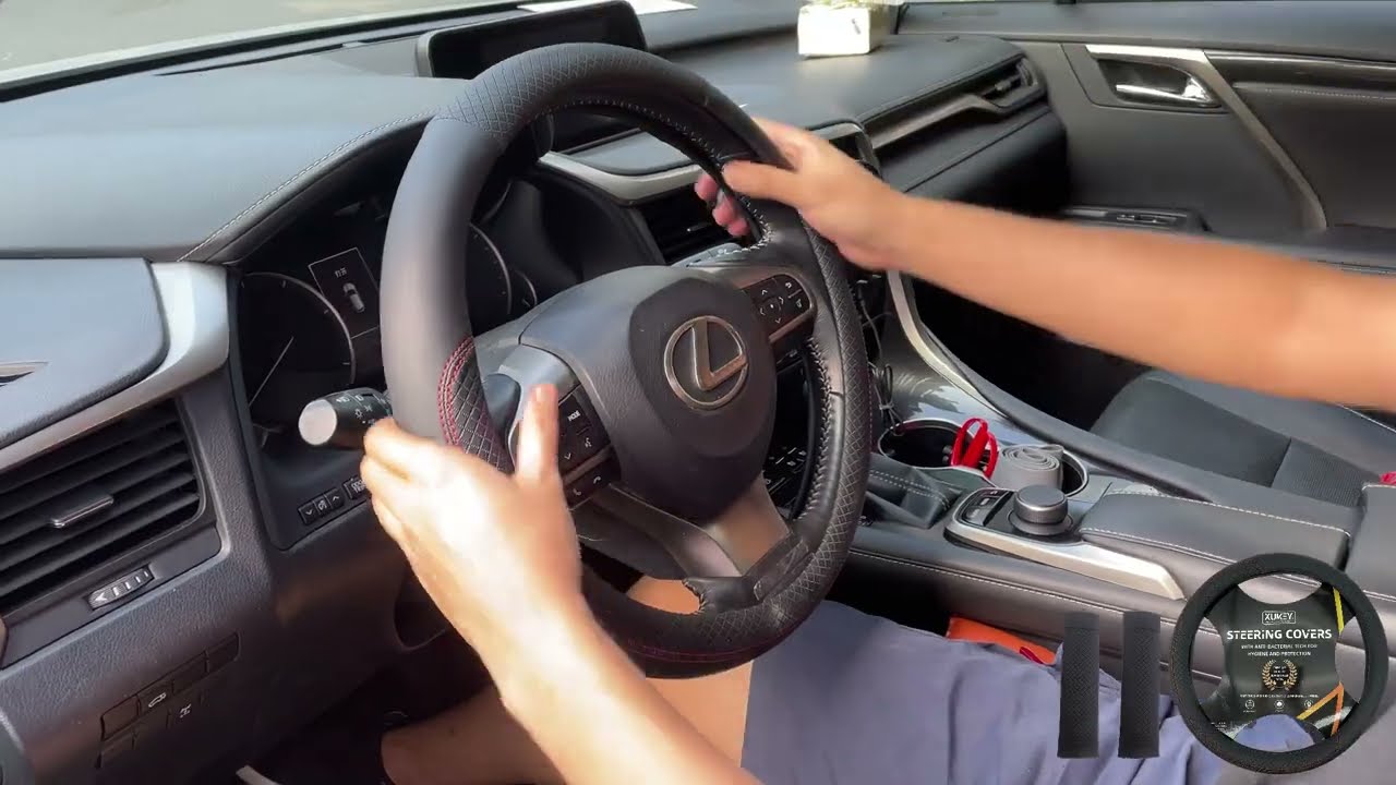 AUTOXBERT  3Pc 15" Universal Car Steering Wheel Cover Rubber leather seat belt pad non slip