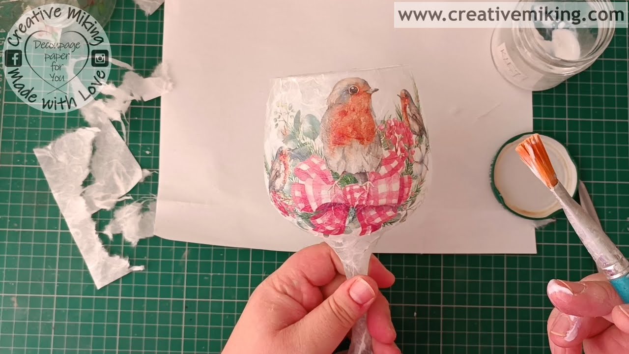 Decoupage Gin glass with robins YouTube