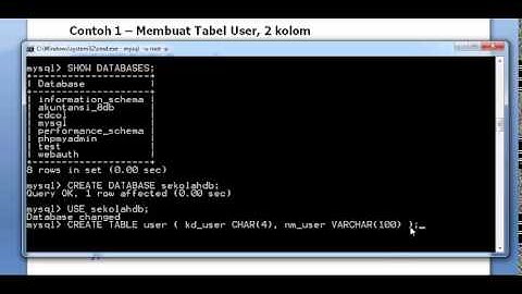 Belajar MySQL 3   Membuat Tabel dan Menghapus Tabel