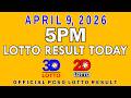 5pm Lotto Result Today April 9 2026 Swertres 3D Lotto Ez2 2D Lotto PCSO