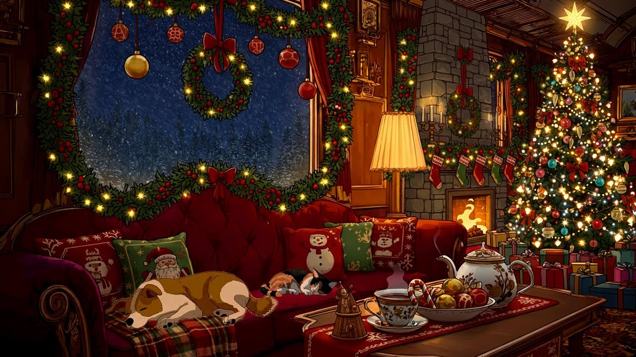 Winter Express Lounge | Vintage Christmas Oldies – Calm Fireplace Ambience for Rest & Sleep
