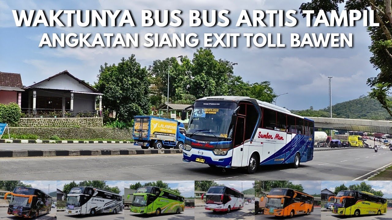 waktunya bus artis tampil !! Hunting bus - bus angkatan siang di exit toll bawen