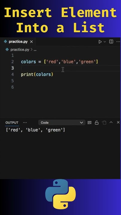 Insert an Element into a List in Python #python - YouTube