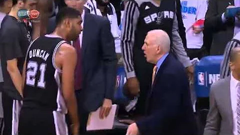 Tim Duncan & Gregg Popovich Trashtalking to each other Game 4 #NBAPlayoffs