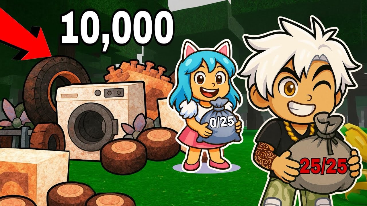 Ormanda 10.000 HURDA TOPLADIK 🔦  Hurda TOPLAMA YARIŞMASI 🛒 ROBLOX 99 NIGHTS IN FOREST 🌲