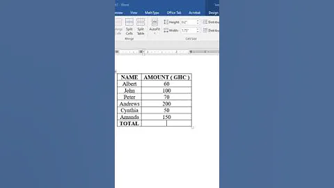 HOW TO USE THE AUTO SUM OPTION  IN MS Word #shorts #microsoftword #microsoft365
