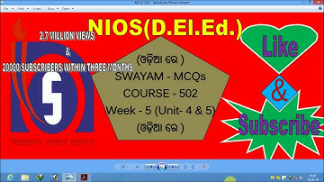 Solved MCQ (SWAYAM), COURSE - 502, UNIT - 4 & 5, (IN ODIA)