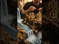 ke indahan air terjun di perdesaan di sore hari