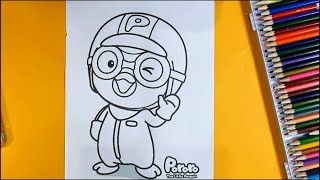 Pororo Coloring pages, korea animation, How to draw Pororo