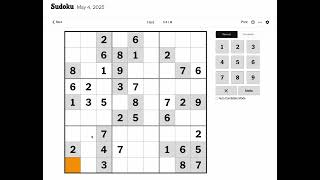 New York Times Sudoku Hard Solution for May 4, 2025: Solving without Markings