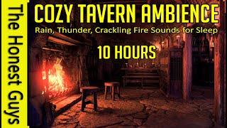 Cozy Medieval Tavern: Rain, Thunder, Crackling Fire Sounds for Sleep (10 Hours)