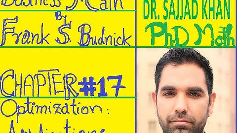 Business Math BBA|MBA Ch # 17 Sec # 17.1 Part # 1 Revenue Cost Profit Applications Frank Budnick 4th