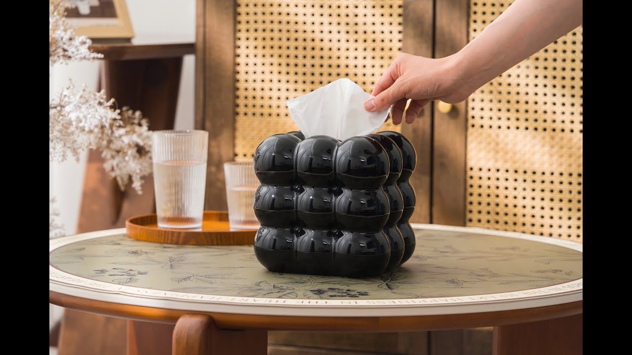 Ukwell Black Ceramic Tissue Box Cover  Square