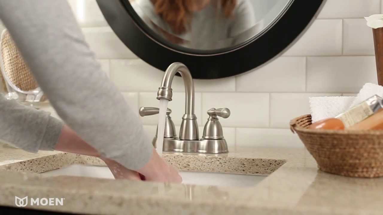 Banbury® Hi Arc Centerset Bathroom Sink Faucet | Moen Features Spotlight