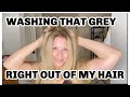 LET'S WASH THAT GREY RIGHT OUT OF MY HAIR | COLORING MY HAIR AT HOME | #thisis61