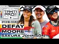Carissa Moore, Sakura Johnson, J. Defay | SHISEIDO Tahiti Pro pres by Outerknown 2024