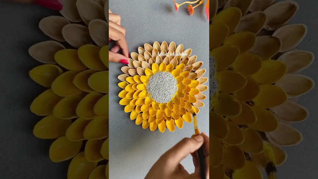 Pista shell craft ideas/ Sunflower wall hanging #youtubeshorts #shorts #wallhanging #trending