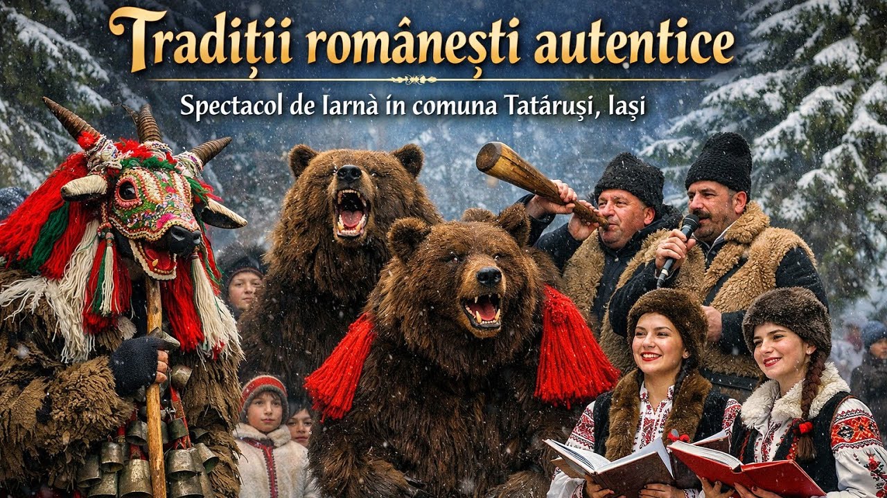 Tradiții românești autentice – Spectacol de iarnă în comuna Tătăruși, Iași