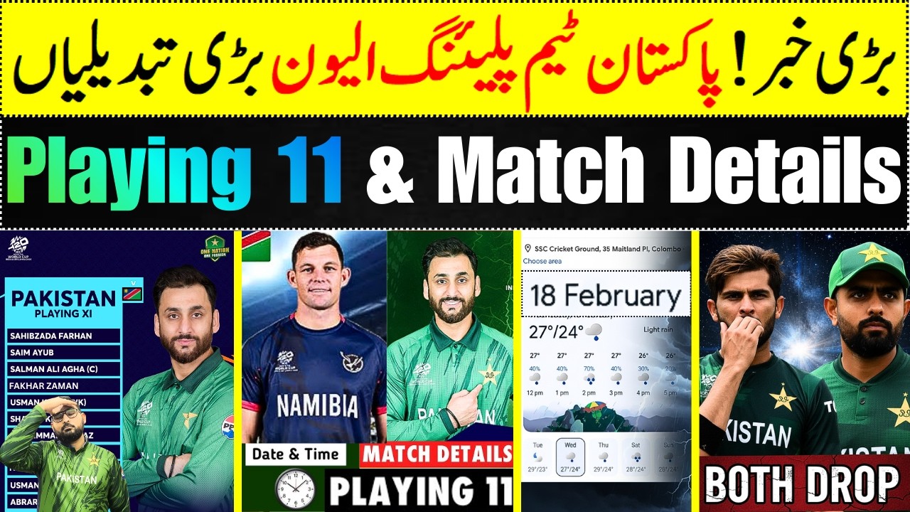 Pakistan Team Playing 11 vs Namibia for T20 World cup Match 2026 | Colombo (SSC) Weather Reports