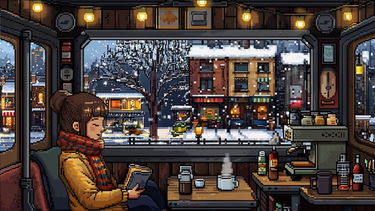 Cozy Train Journey 🚂 Warm Coffee & Endless Relaxation | Pixel Lofi with Soft Cozy Glow