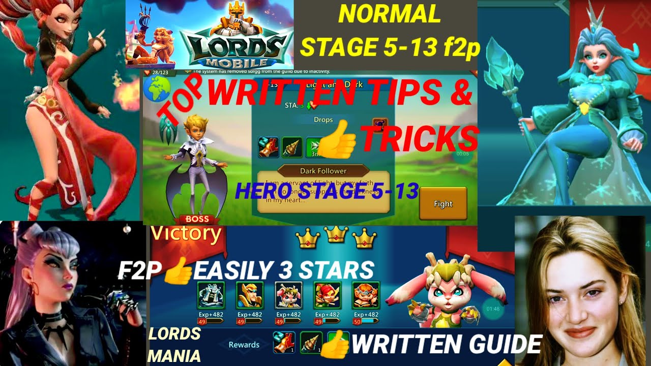 Lords Mobile 5-13 Normal 3 Stars| Hero Stage 5 13 🤺✨🏃🦖