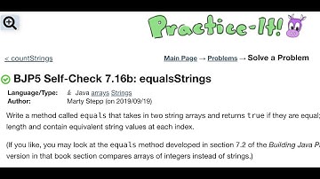 Java Practice It   |   Self-Check 7.16b: equalsStrings   |   arrays, syntax, array basics