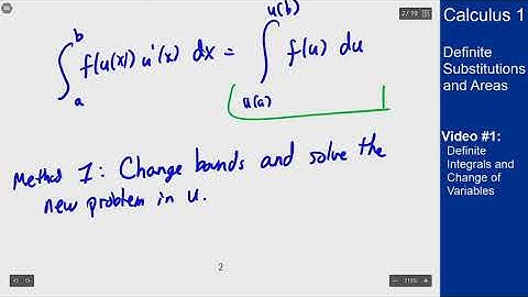 Definite Substitutions and Areas - Video 1 - Definite Integrals and Change of Variables
