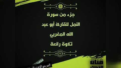 جزء من ((سورة النمل بصوت)) القارئ أبو عبد الله المغربي تلاوة رائعة