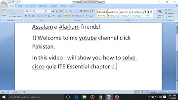 Cisco ITE Essential quiz 7.0v chapter 1 answers by click Pakistan.