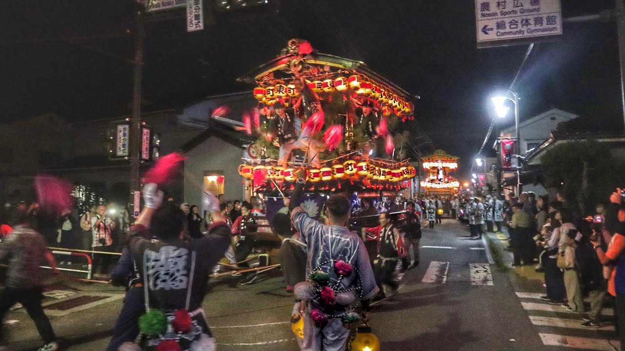 令和5年　長野県北安曇郡池田町　池田八幡神社　祭典　舞台　曳き廻し　エリカ交差点