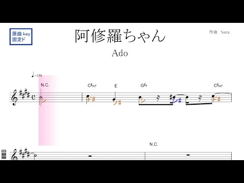 阿修羅ちゃん（Ado）『ドクターX～外科医・大門未知子』主題歌 原曲key 固定ド読み／ドレミで歌う楽譜【コード付き】