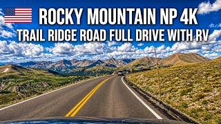 RV full drive Trail Ridge Road in Rocky Mountain NP Colorado USA from Estes Park to Granby