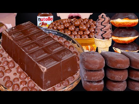 ASMR MALTESERS CHOCOLATE ICE CREAM CAKE NUTELLA DESSERT MUKBANG 초콜릿 먹방チョコレートアイスクリーム 咀嚼音EATING SOUNDS