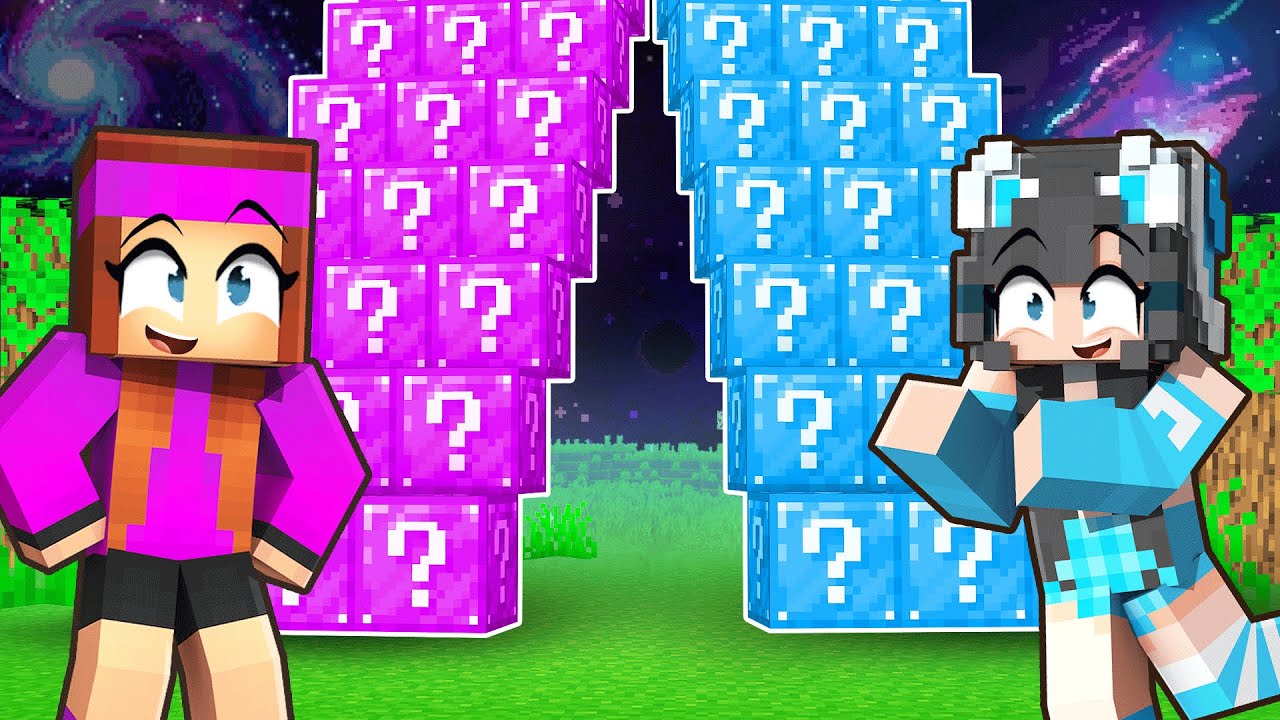 Course de LUCKY BLOCK Arc en Ciel avec une Fan Girl POPULAIRE sur Minecraft !