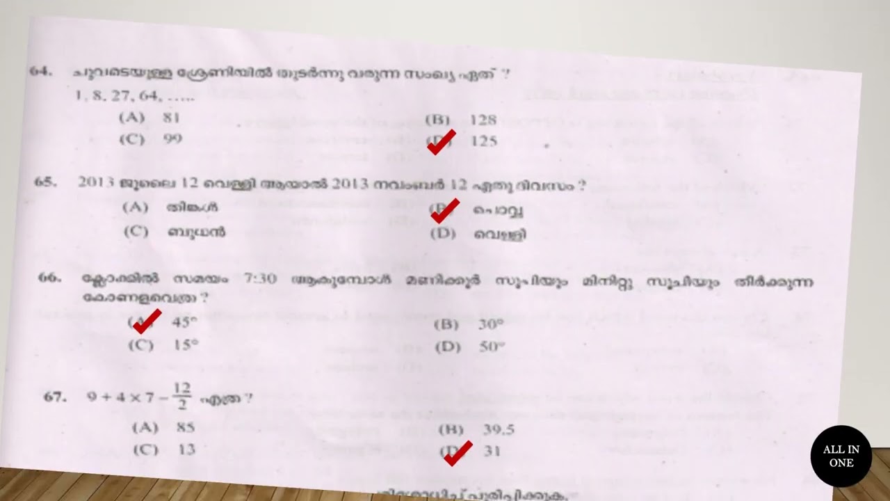 L.D Clerk - Various (Kottayam, Wayanad)2017