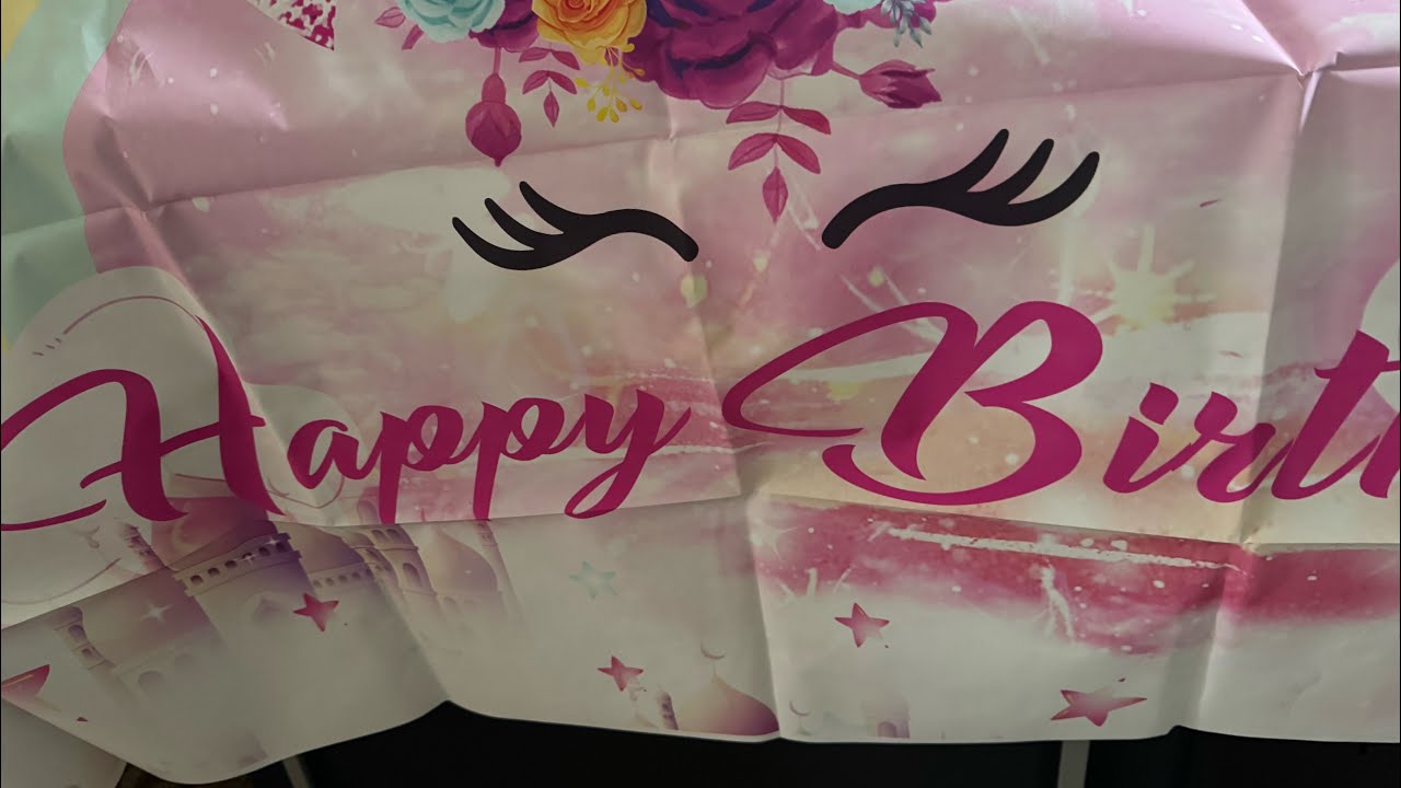 Avezano Unicorn Birthday Backdrop Gold Glitter 