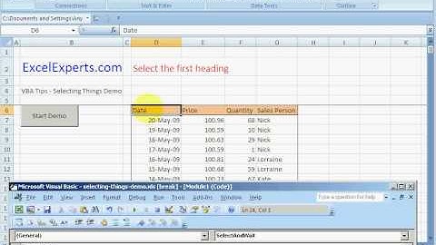 ExcelExperts.com - VBA Tutorial - Selecting Things Demo