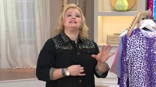 Quacker Factory Sequin Spray Animal Print Bracelet Sleeve Cardigan with Jacque Gonzales