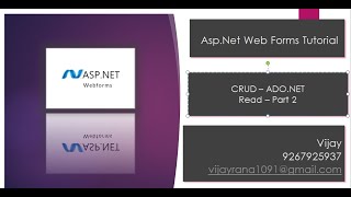CRUD Read Part-2 | Asp.Net Web Forms | By Vijay Rana | By Vijay | Vijay Rana | By Techies Era