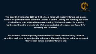 Lansing MI Designer Home | 3 Bedrooms |  2 Bathrooms | Furnished w/Game Room | 1 Car Garage