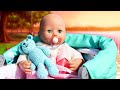 A stroller for baby born doll. Baby Annabell goes for a walk. Baby dolls' morning routines.