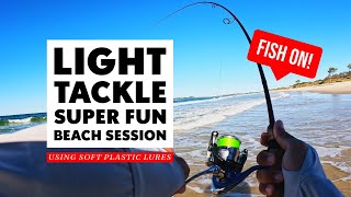 Ultra Light Beach Fishing | Super Fun Beach Session Using Soft Plastics | Packed With Action screenshot 4