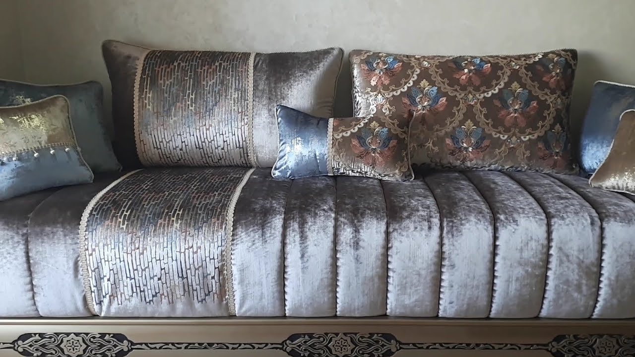 خياطة صالون مغربي عصري موديل 2021 بجميع الخطوات المبسطة "خياطة مخدة بالمجدول"