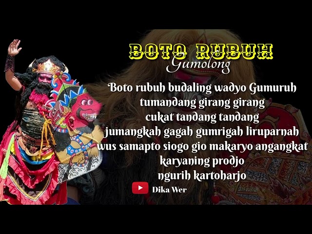 Lirik Gending Budalan Jaranan Buto || BOTO RUBUH ( Gumolong) class=
