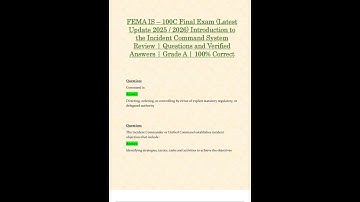FEMA IS 100C FINAL EXAM LATEST UPDATE 2025 2026 INTRODUCTION TO THE INCIDENT COMMAND SYSTEM REVIEW Q