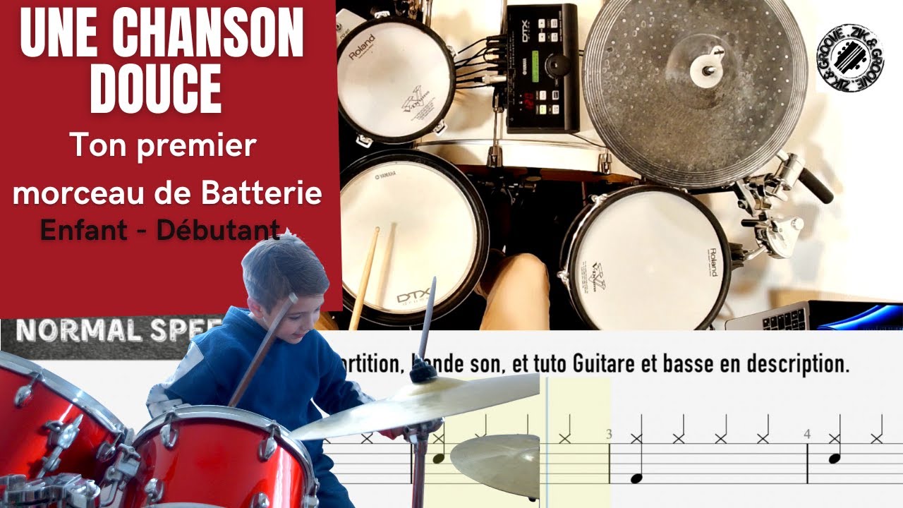 Ton 1er cours de batterie enfant et débutant - Une chanson douce