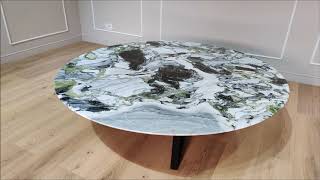 Tavolino Dante - Tavolino Di Design Tondo In Marmo White & Beauty E Base In Metallo Laccato
